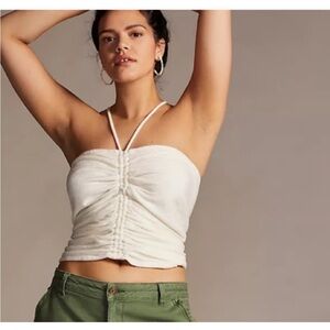 Anthropologie Pilcro Ruched Ribbed Halter Top